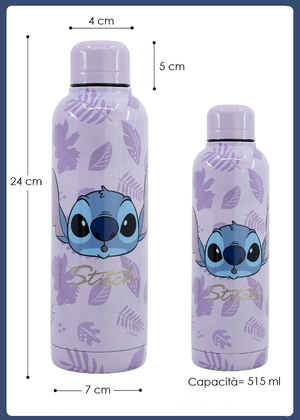 Borraccia Termica Stitch in Acciaio Inox Doppia Parete DISNEY Bottiglia 515 Ml con Tappo a Vite  - 01364