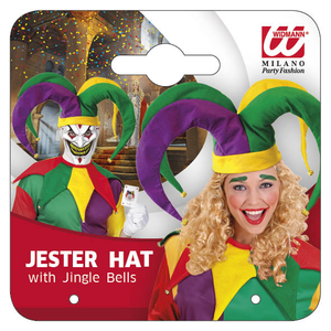 Cappello Giullare con Campanelline per Adulti Accessorio Travestimento Carnevale - 09839