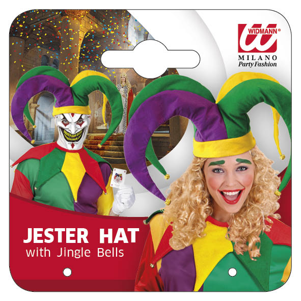 Cappello Giullare con Campanelline per Adulti Accessorio Travestimento Carnevale - 09839