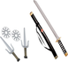 Set Accessori Armi Ninja Spada Giapponese con Fodero Spada Sai Shuriken - 2727n+01205
