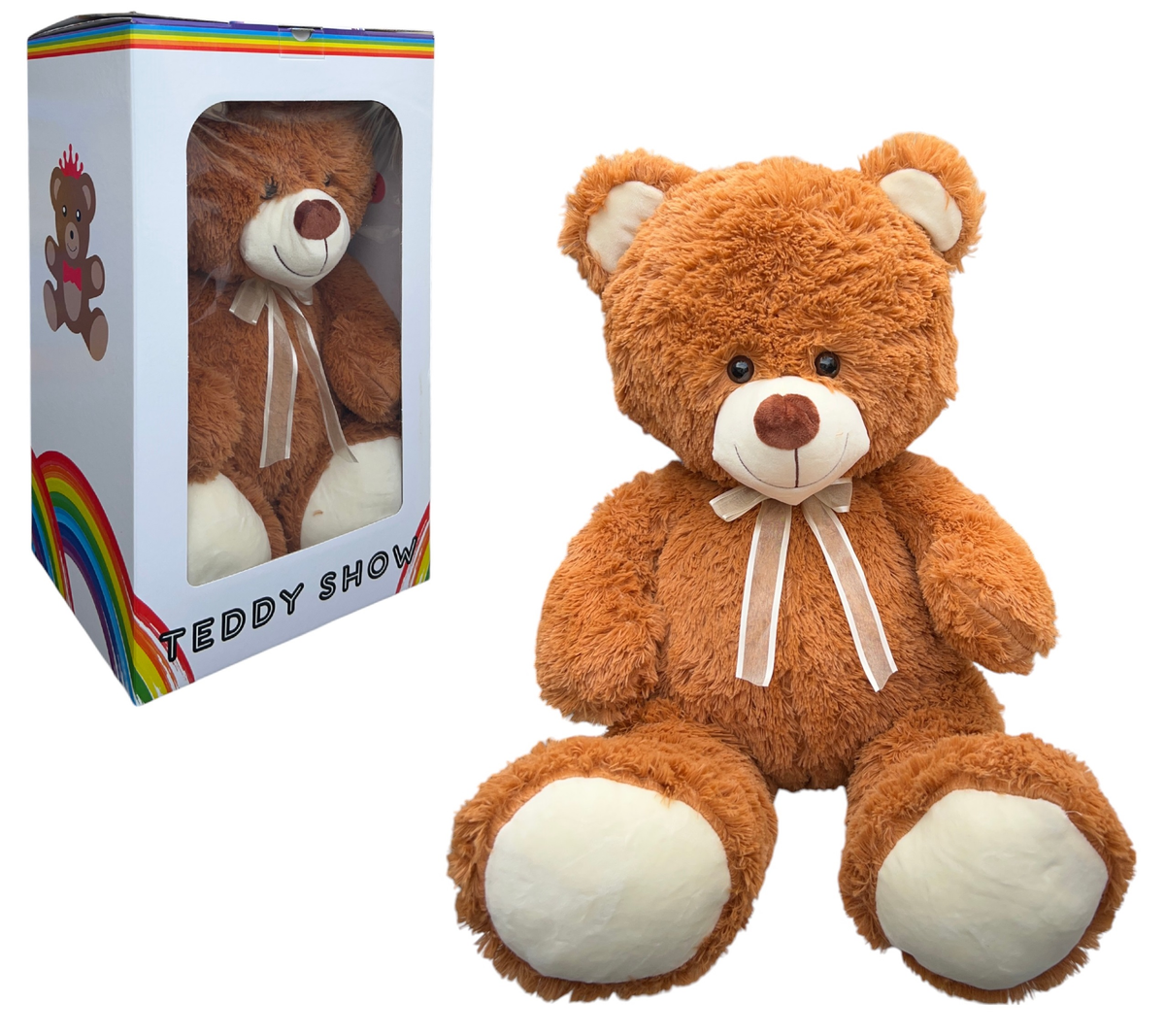 Peluche Orso con Scatola Pupazzo in Morbido Poliestere da 70 CM Idea Regalo - 23p23/60