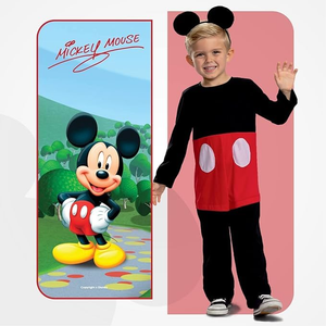 Costume Topolino DISNEY Tuta Cerchietto Travestimento Carnevale Festa in Maschera - 129499