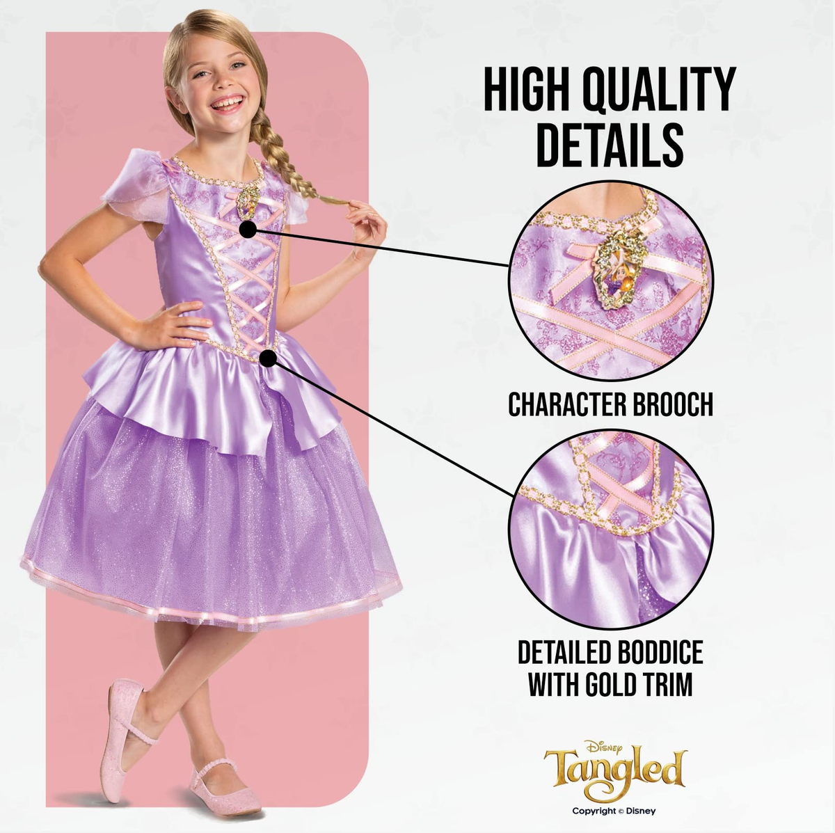 Costume Principesse DISNEY Vestito Rapunzel Deluxe Travestimento Festa Carnevale in Maschera - 140669