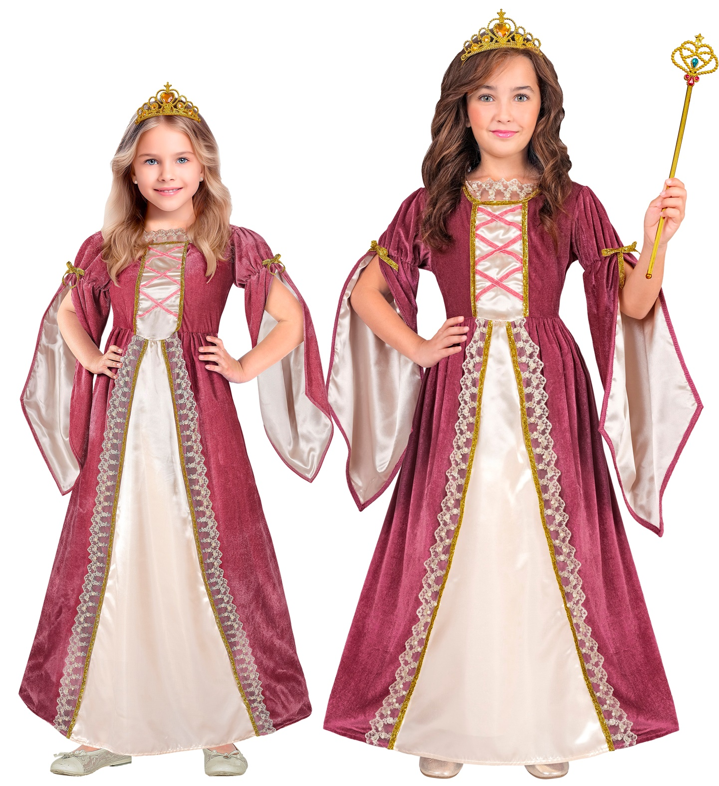Vestito Carnevale Principessa Medievale Travestimento Costume Carnevale Bambini - 1319