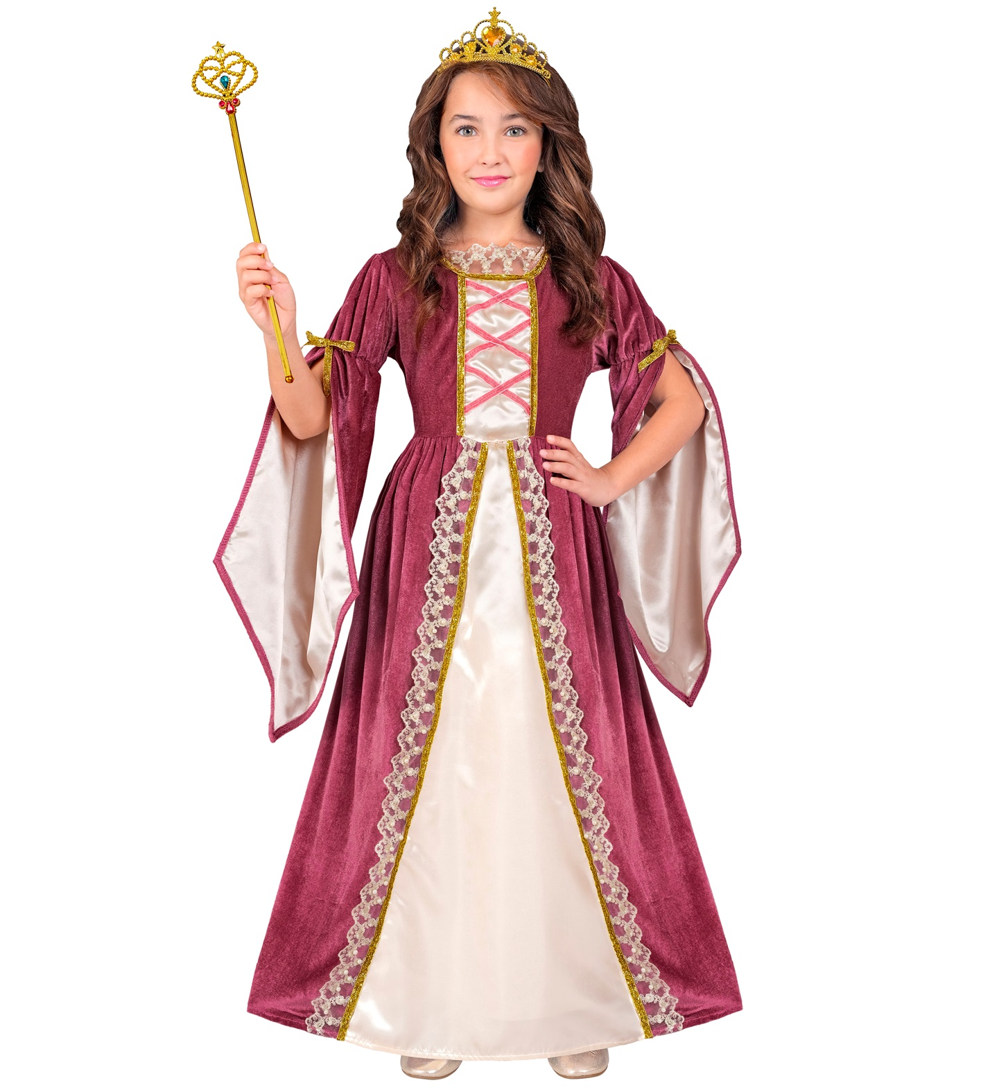 Vestito Carnevale Principessa Medievale Travestimento Costume Carnevale Bambini - 1319