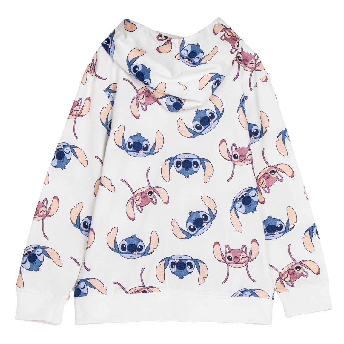 Felpa con Zip e Cappuccio Stitch e Angel Maglia DISNEY in Cotone 260 Gsm - 2880