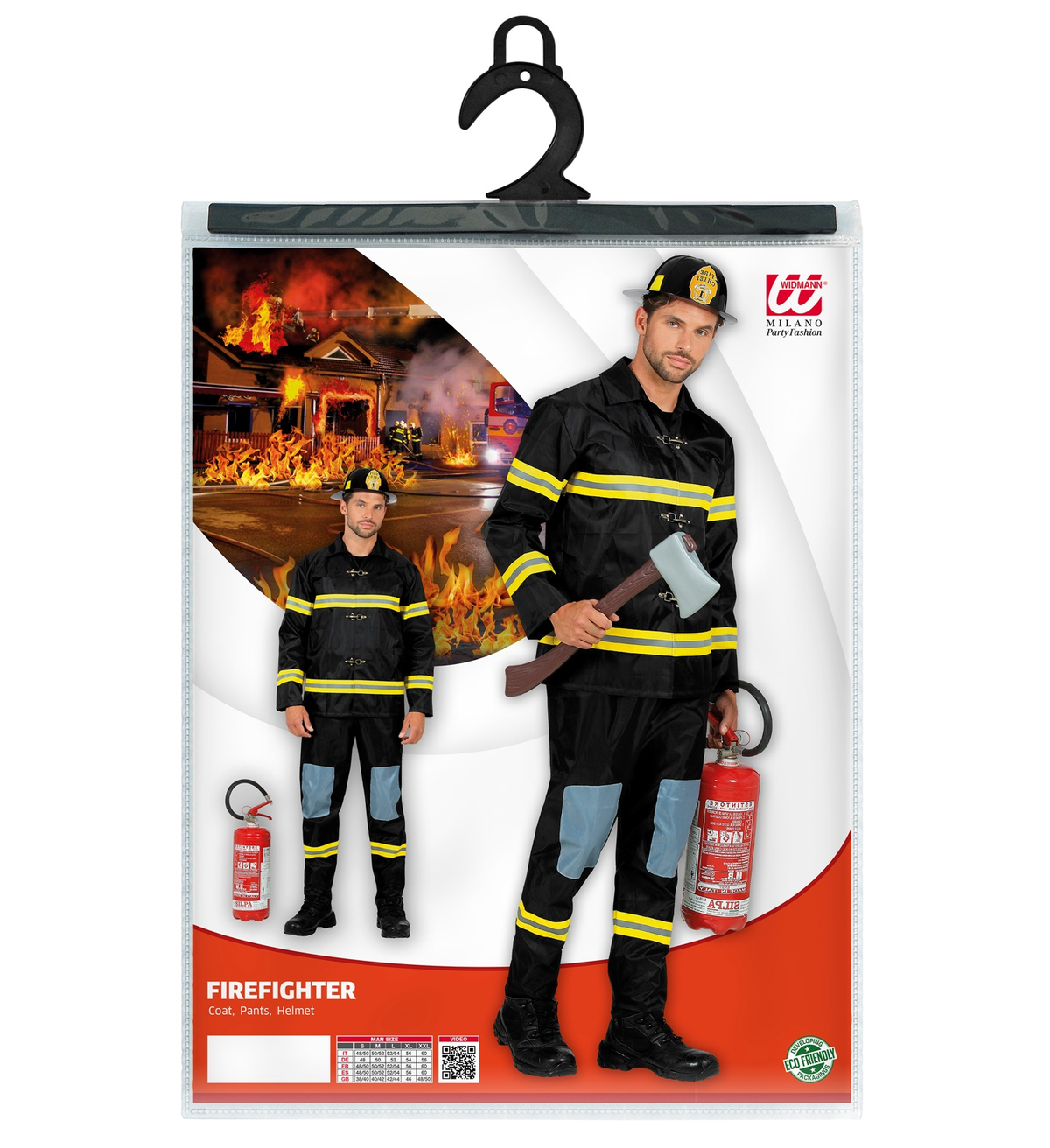 Vestito Carnevale Pompiere Costume Travestimento Carnevale Uomo - 2136