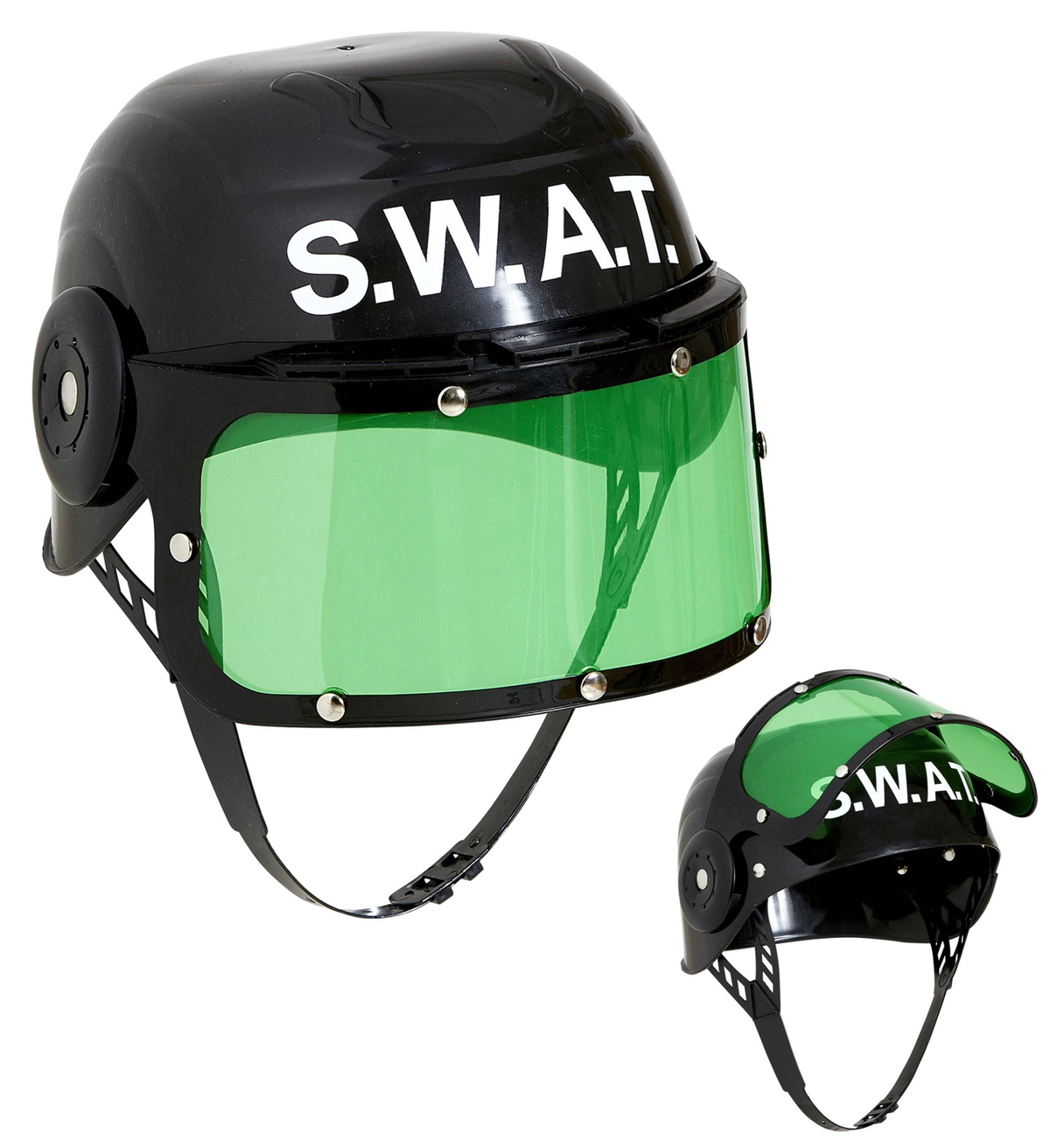 Set Accessori Travestimento Agente S.w.a.t. Elmo Casco con Visiera Pistola Radio - 28225+08159+02437