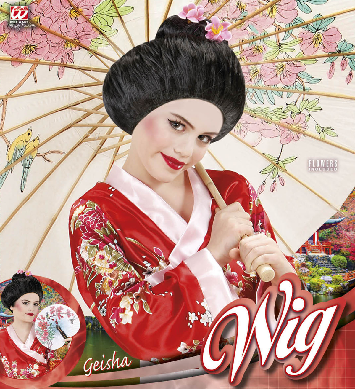 Parrucca Geisha Accessori per Abito Vestito Travestimento Carnevale - 93334