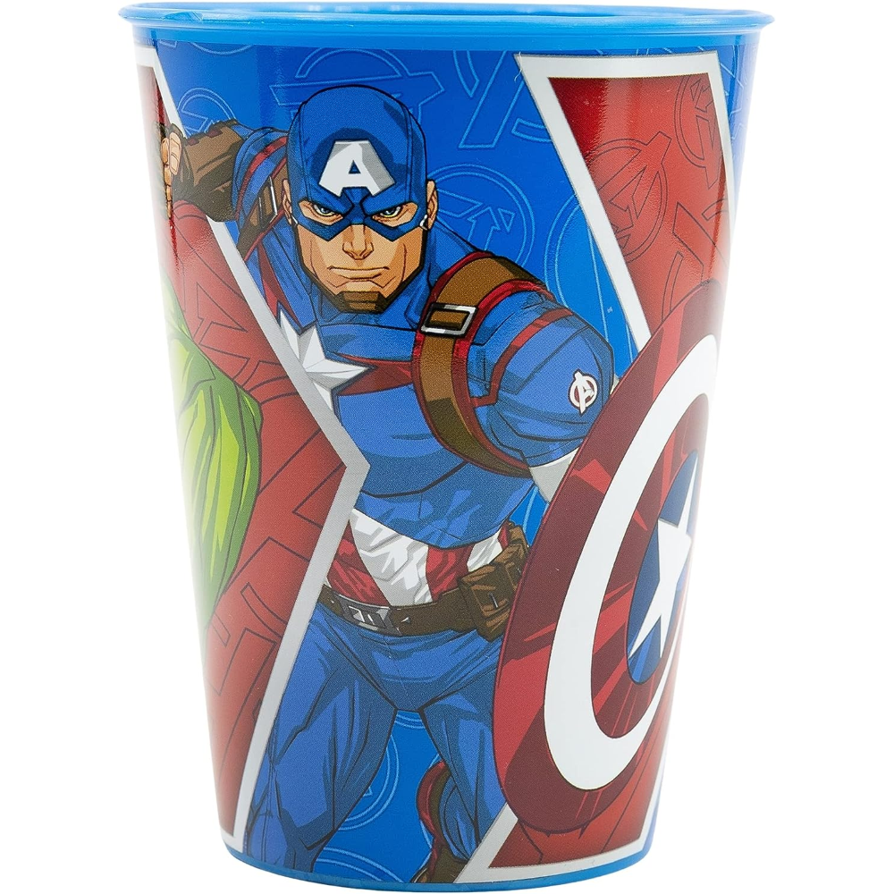 Set Pappa 5 Pezzi Avengers MARVEL Piatti Bicchiere Posate in Plastica Rigida Riutilizzabile in Confezione - 74150