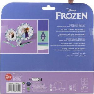 Set Pappa 5 Pezzi Frozen DISNEY Piatti Bicchiere Posate in Plastica Rigida Riutilizzabile in Confezione - 74250