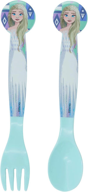 Set Pappa 5 Pezzi Frozen DISNEY Piatti Bicchiere Posate in Plastica Rigida Riutilizzabile in Confezione - 74250