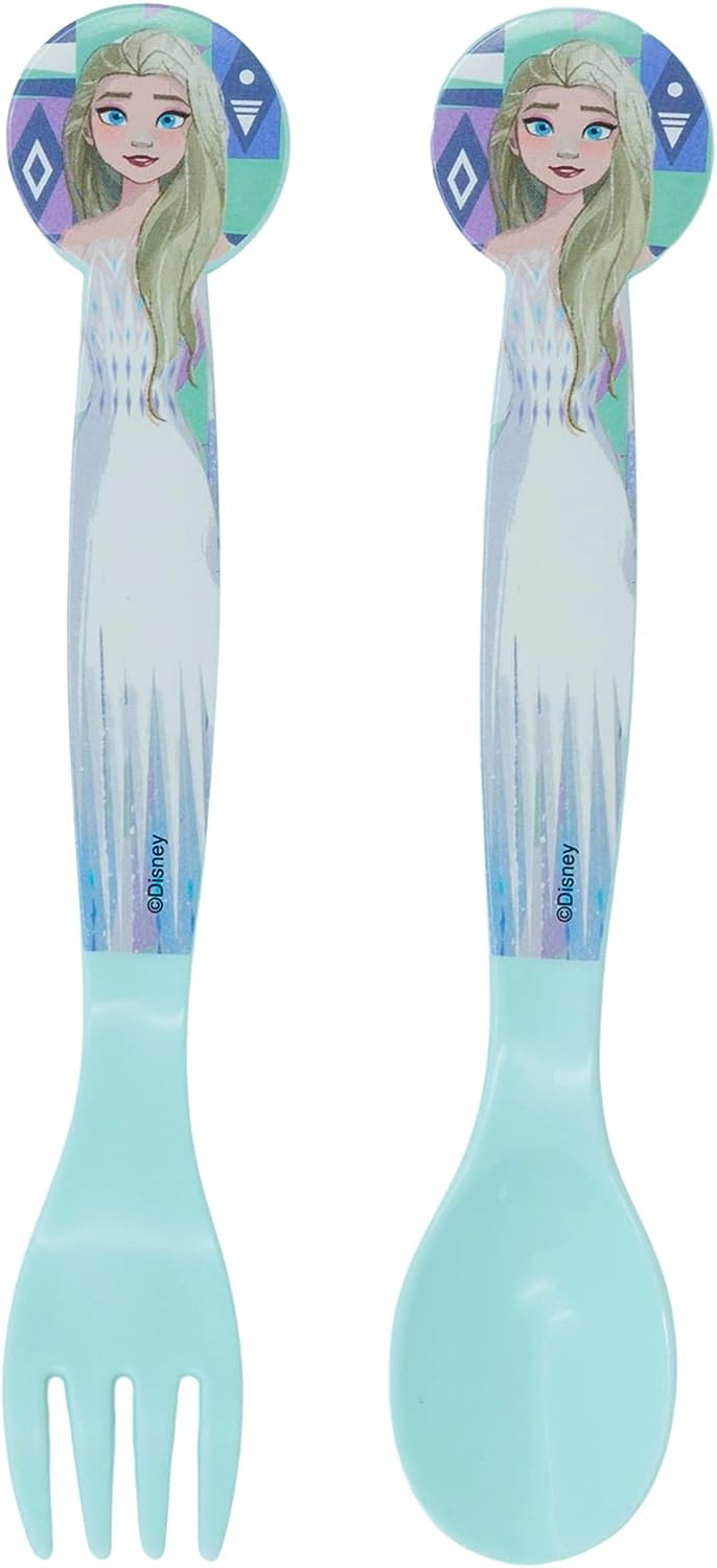 Set Pappa 5 Pezzi Frozen DISNEY Piatti Bicchiere Posate in Plastica Rigida Riutilizzabile in Confezione - 74250