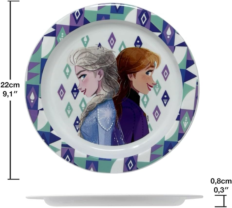 Set Pappa 5 Pezzi Frozen DISNEY Piatti Bicchiere Posate in Plastica Rigida Riutilizzabile in Confezione - 74250