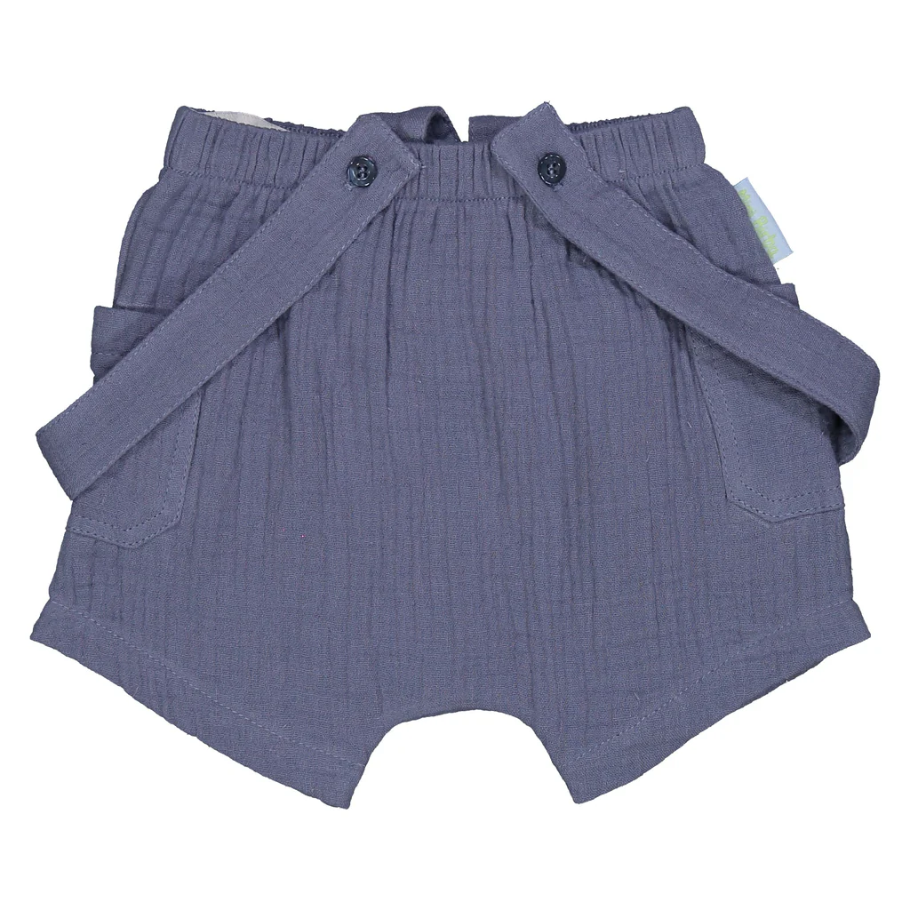 Bermuda Misto Lino Rigato con Bretelle Pantaloncino Bambino Birba 100% Co - 81008.00