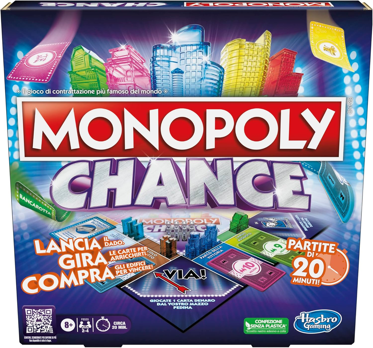 Monopoly Chance Gioco da Tavolo Veloce 20 Minuti per Famiglie 2-4 Giocatori da 8 Anni