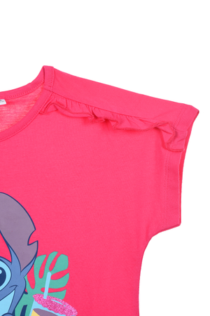 T-Shirt M.c. Stitch DISNEY Maglietta Corta Bambino 100% Cotone - Ye10078fucsia