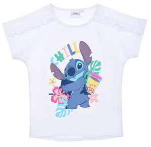 T-Shirt M.c. Stitch DISNEY Maglietta Corta Bambino 100% Cotone - Ye10078bianco
