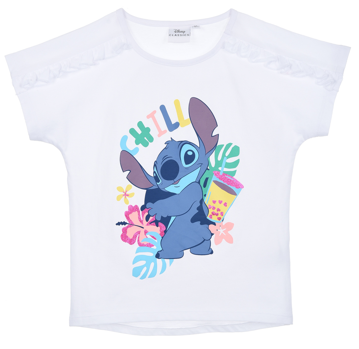 T-Shirt M.c. Stitch DISNEY Maglietta Corta Bambino 100% Cotone - Ye10078bianco