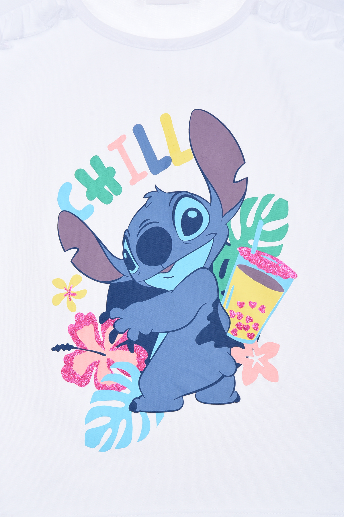 T-Shirt M.c. Stitch DISNEY Maglietta Corta Bambino 100% Cotone - Ye10078bianco