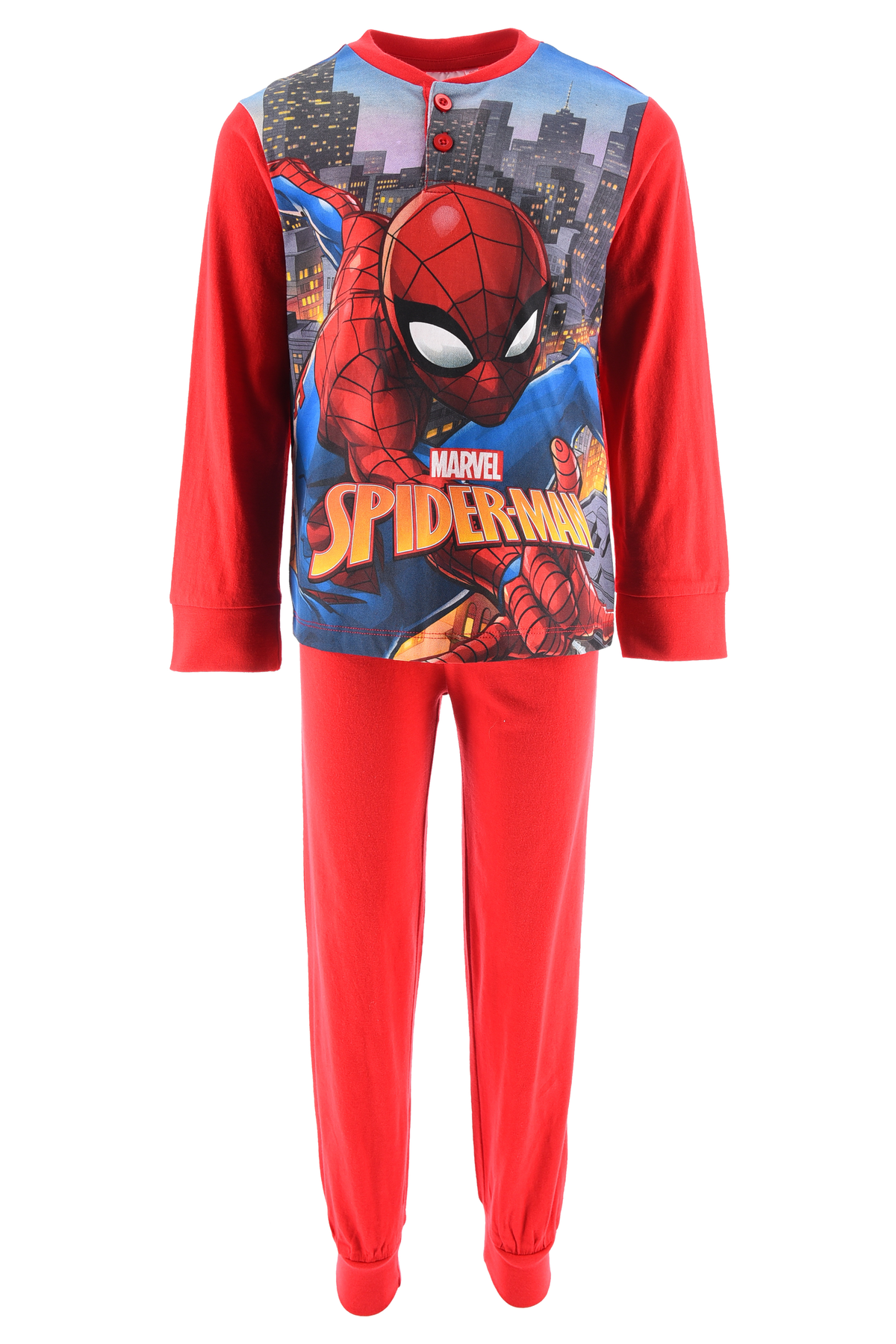 Pigiama Primaverile Spiderman MARVEL Bambino 100% Cotone - Ye20012.brosso