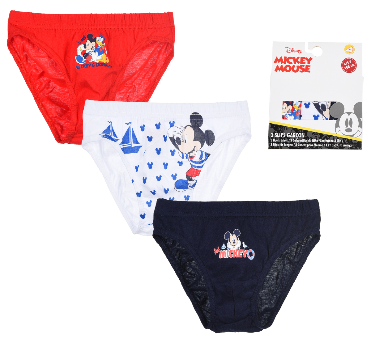 Mutandine Set 3 Pezzi Topolino DISNEY Slip in Cotone in Scatola 3/6 Anni - Ye30024