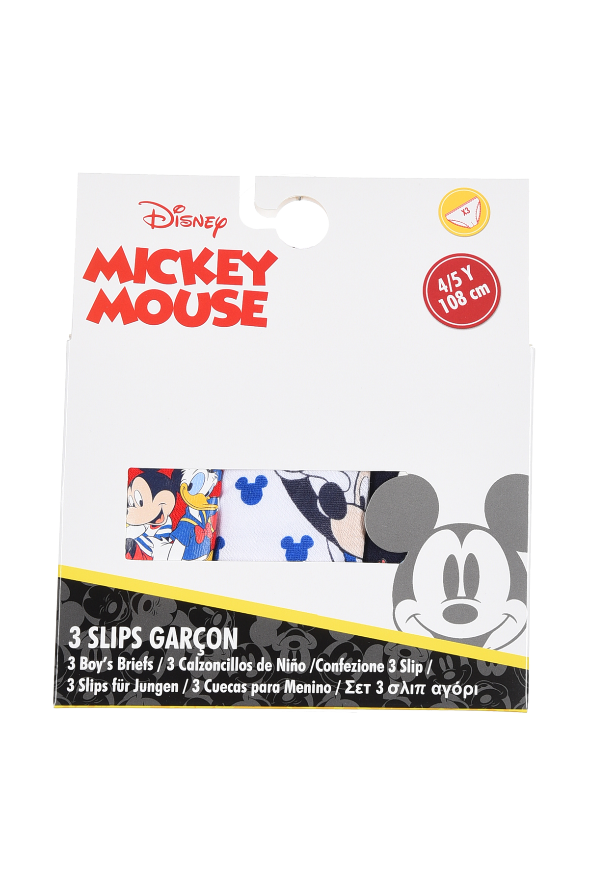 Mutandine Set 3 Pezzi Topolino DISNEY Slip in Cotone in Scatola 3/6 Anni - Ye30024