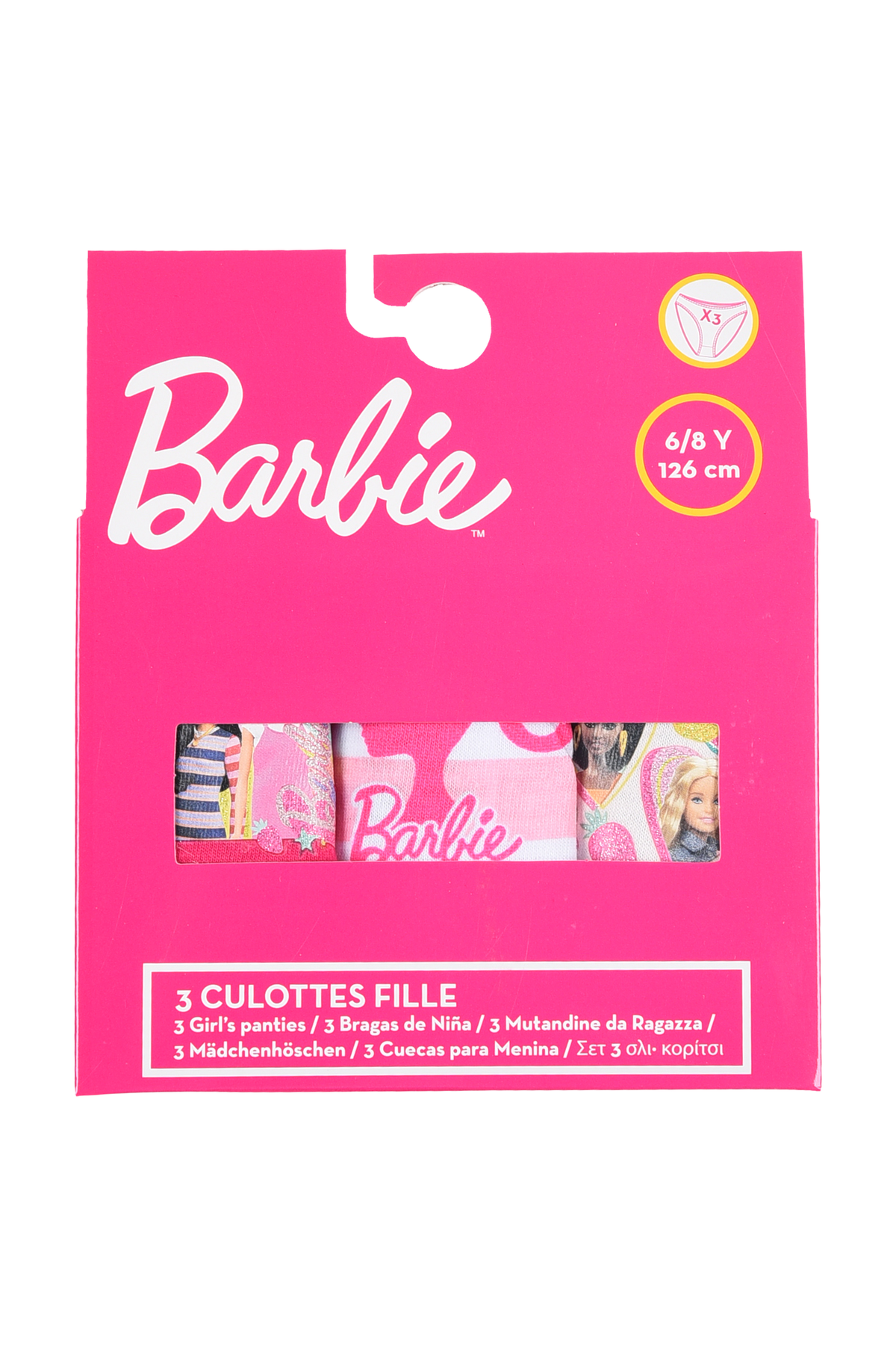 Mutandine Set 3 Pezzi Barbie Slip in Cotone in Scatola 4/10 Anni - Ye30007