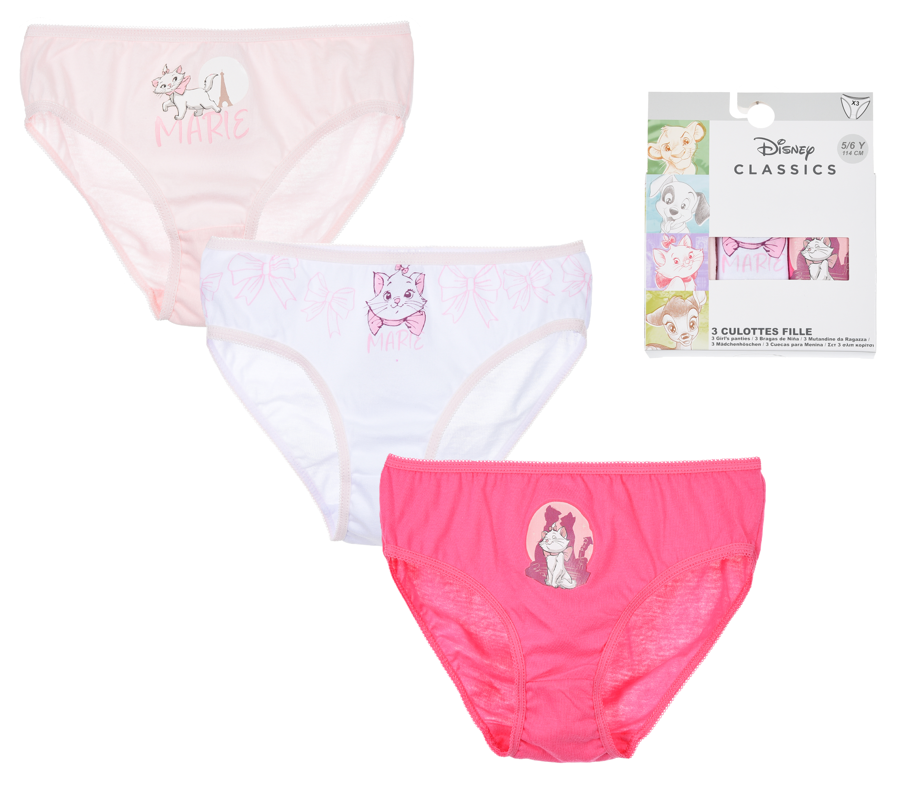 Mutandine Set 3 Pezzi Marie DISNEY gli Aristogatti Slip in Cotone in Scatola 3/6 Anni - Ye30023