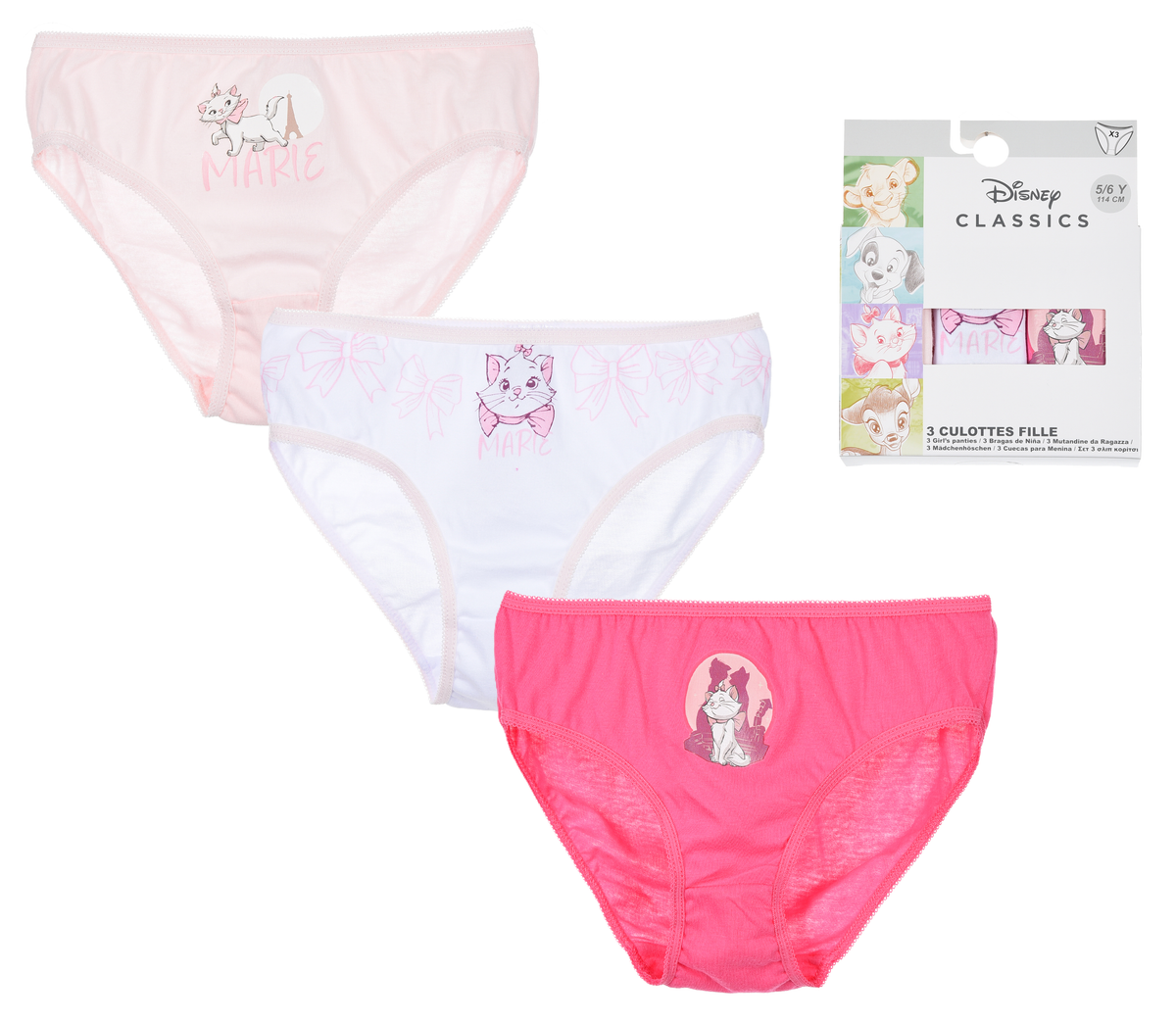 Mutandine Set 3 Pezzi Marie DISNEY gli Aristogatti Slip in Cotone in Scatola 3/6 Anni - Ye30023