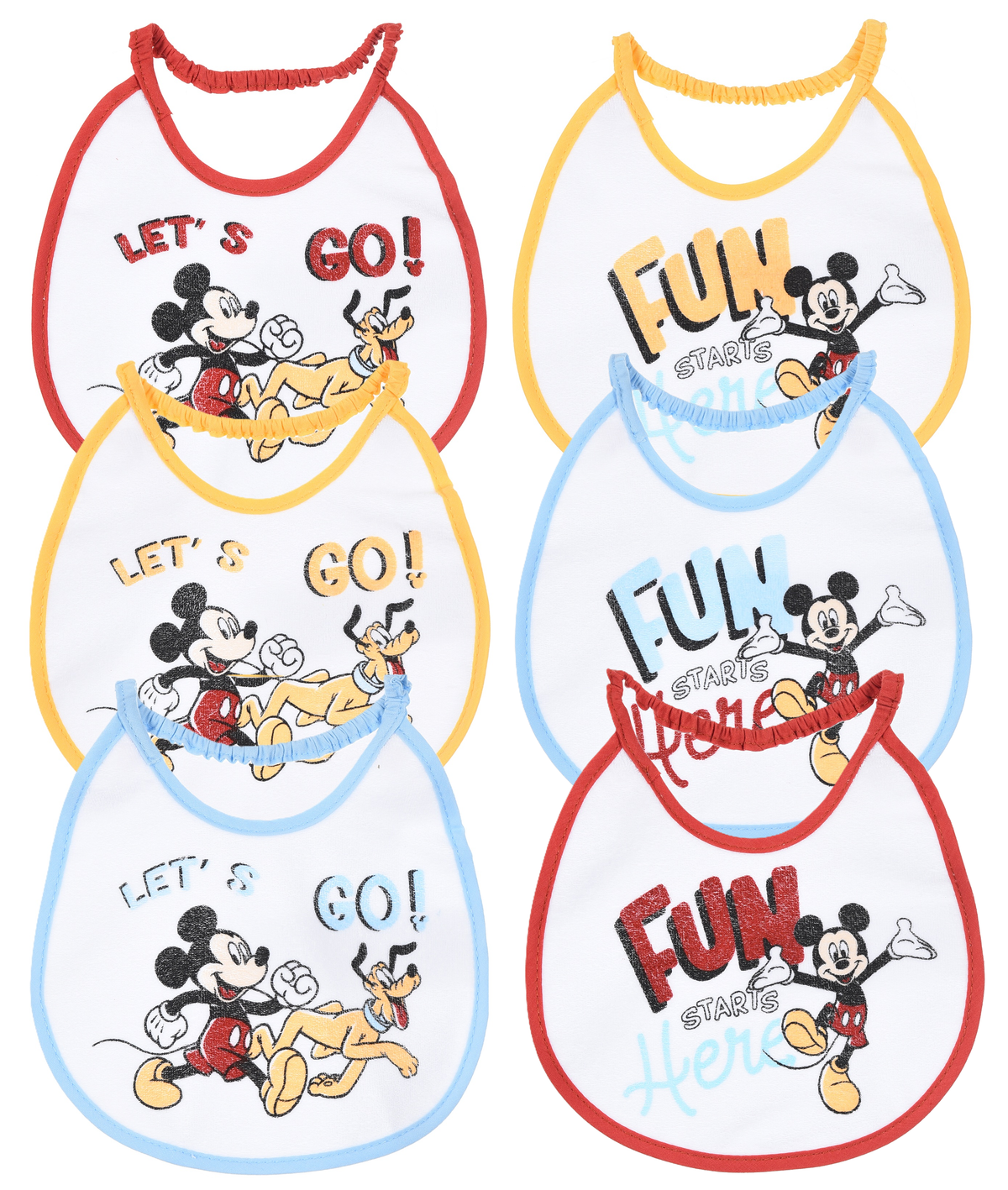Bavette Topolino DISNEY Set 6 Bavaglini 18 X 18 CM in Spugna per Bambini - Ye09005