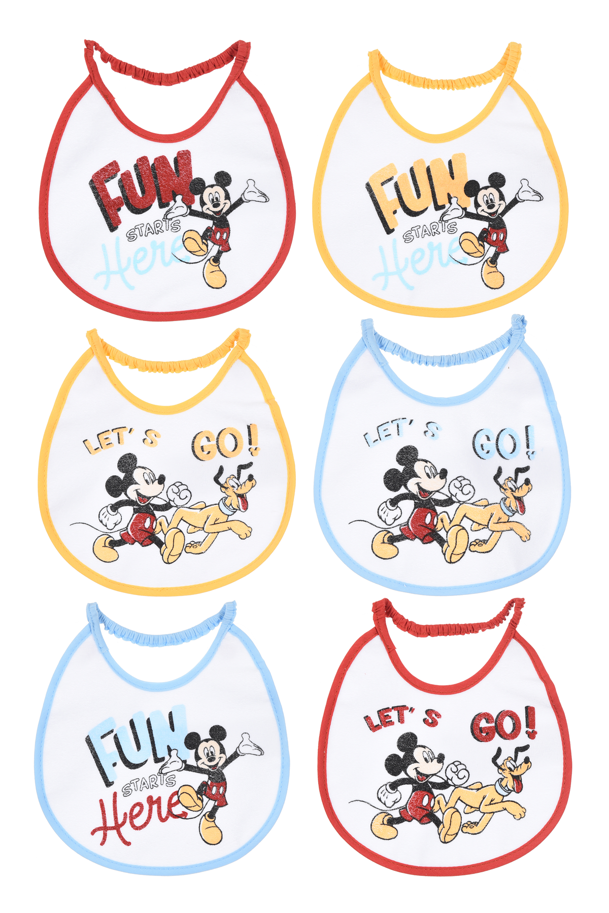 Bavette Topolino DISNEY Set 6 Bavaglini 18 X 18 CM in Spugna per Bambini - Ye09005