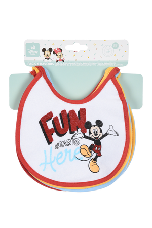 Bavette Topolino DISNEY Set 6 Bavaglini 18 X 18 CM in Spugna per Bambini - Ye09005