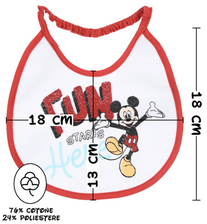 Bavette Topolino DISNEY Set 6 Bavaglini 18 X 18 CM in Spugna per Bambini - Ye09005