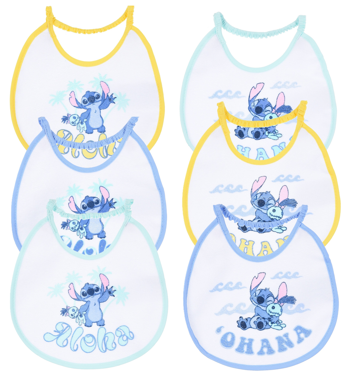 Bavette Stitch DISNEY Set 6 Bavaglini 18 X 18 CM in Spugna per Bambini - Ye09006