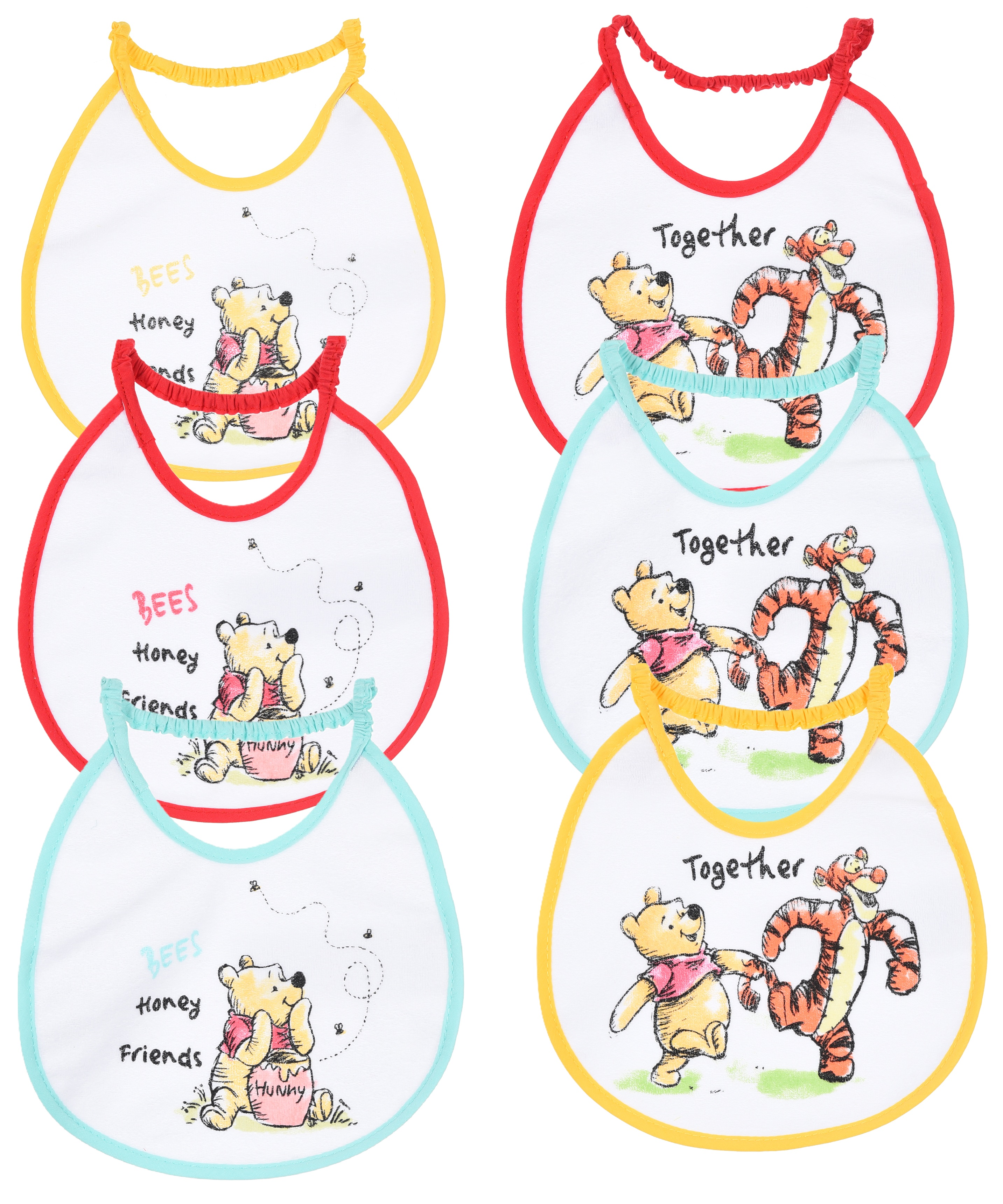 Bavette Winnie the Pooh DISNEY Set 6 Bavaglini 18 X 18 CM in Spugna per Bambini - Ye09007