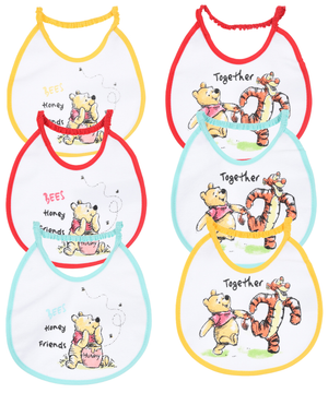 Bavette Winnie the Pooh DISNEY Set 6 Bavaglini 18 X 18 CM in Spugna per Bambini - Ye09007