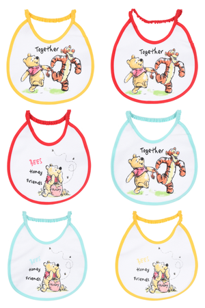 Bavette Winnie the Pooh DISNEY Set 6 Bavaglini 18 X 18 CM in Spugna per Bambini - Ye09007