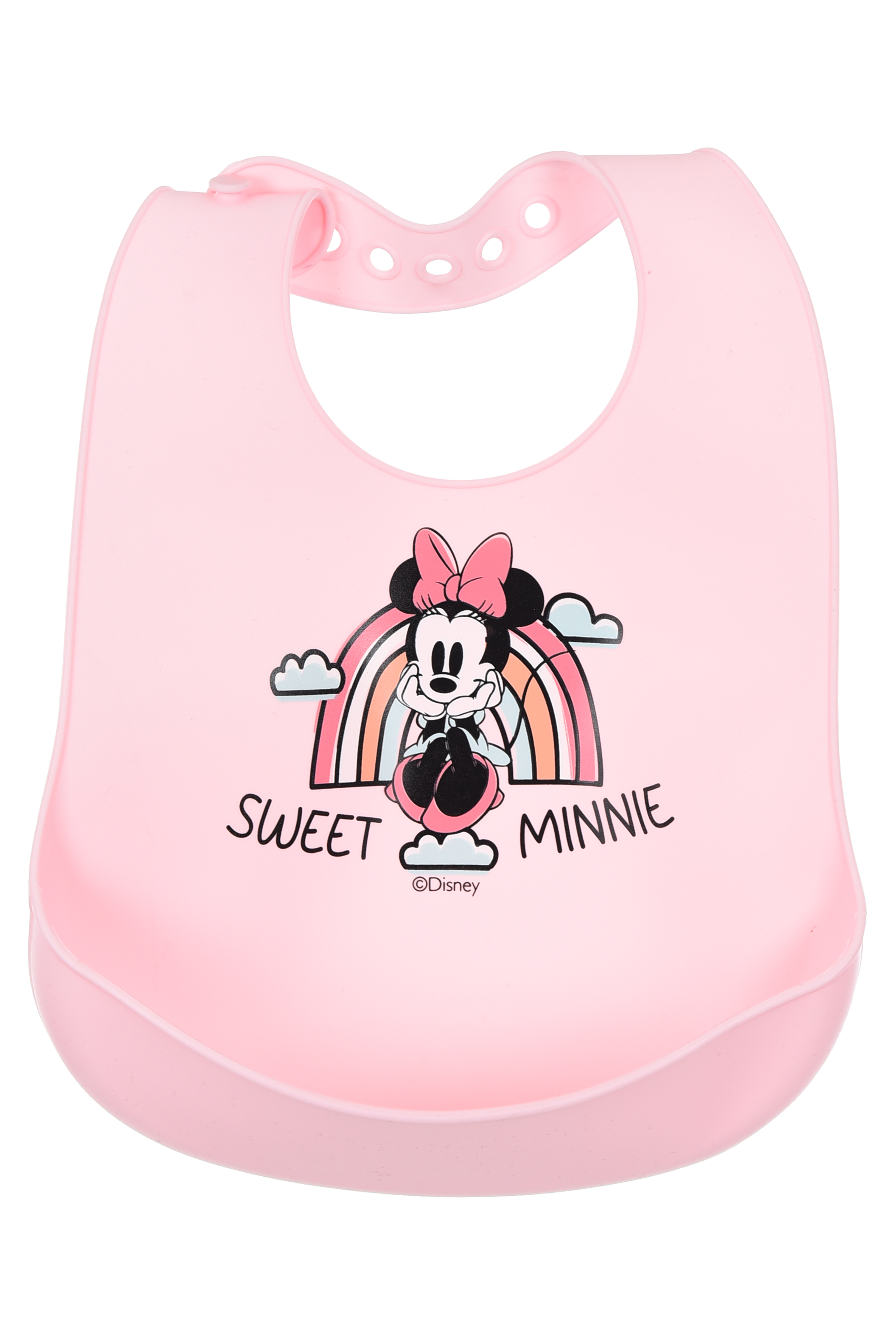 Bavette Minnie DISNEY Bavaglino in Silicone 30 X 23 CM con Tasca Raccogli Briciole per Bambini - Ye09010