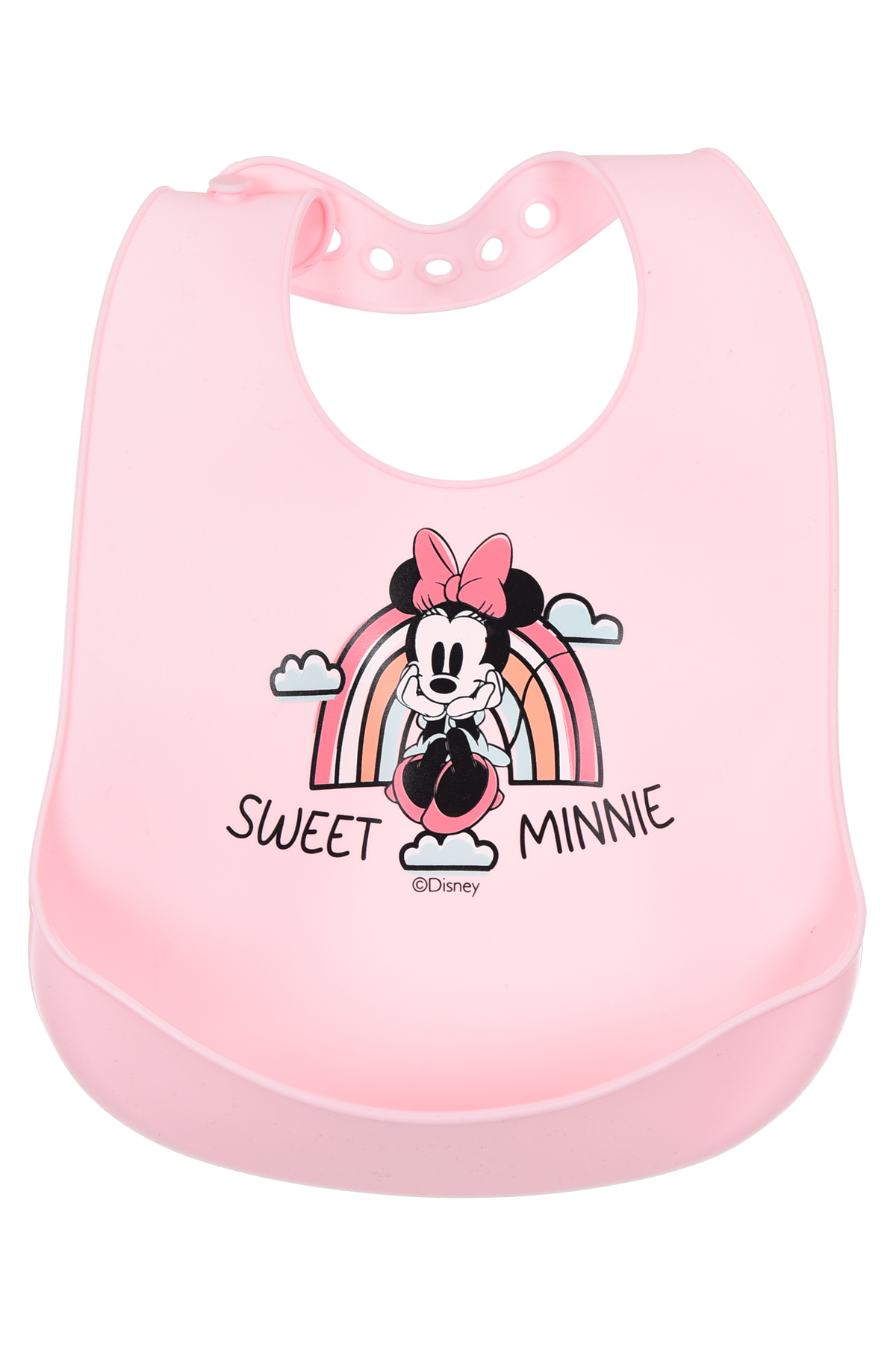 Bavette Minnie DISNEY Bavaglino in Silicone 30 X 23 CM con Tasca Raccogli Briciole per Bambini - Ye09010