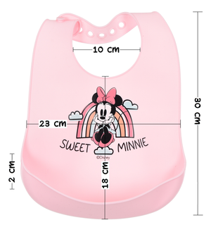 Bavette Minnie DISNEY Bavaglino in Silicone 30 X 23 CM con Tasca Raccogli Briciole per Bambini - Ye09010