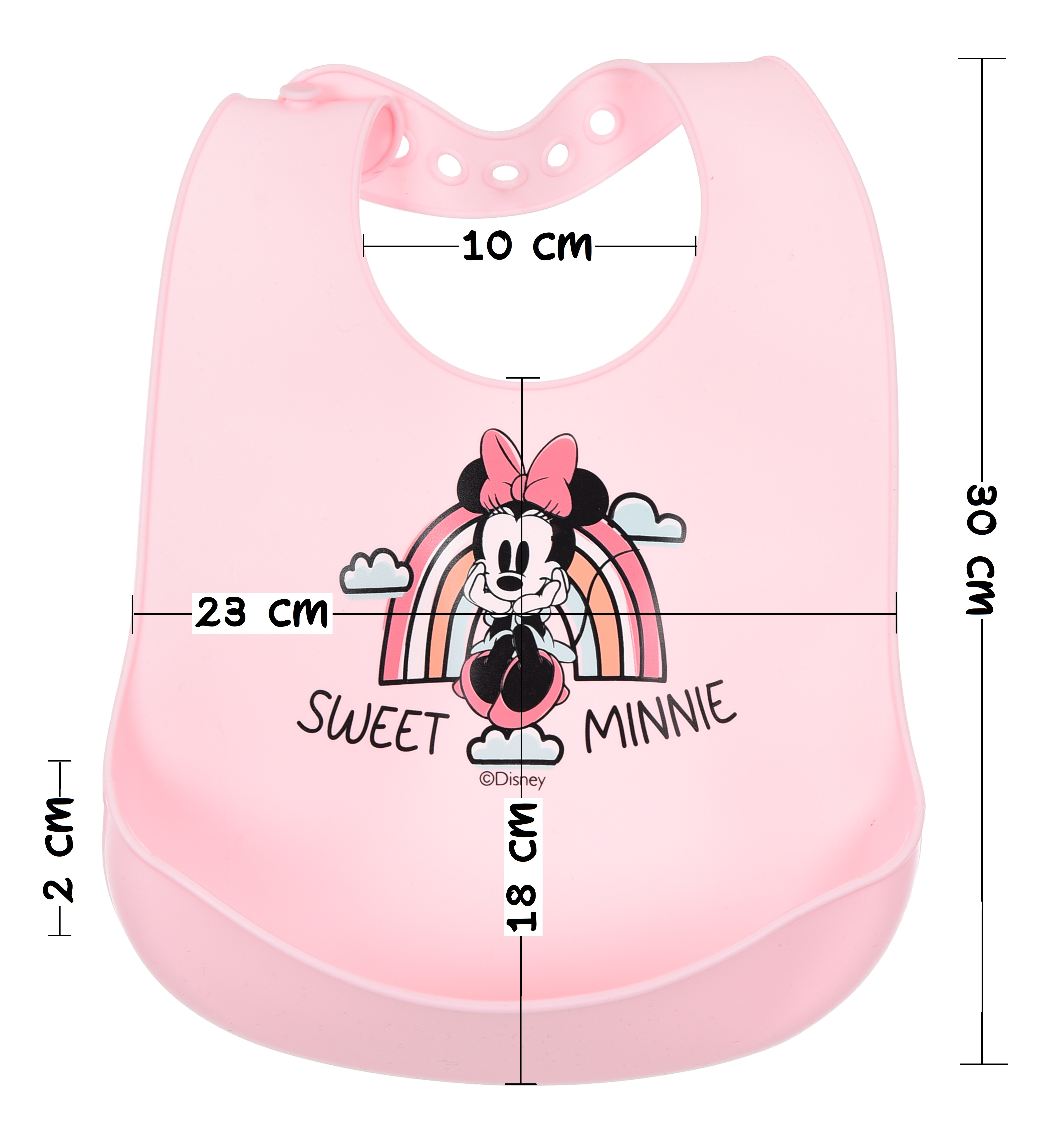 Bavette Minnie DISNEY Bavaglino in Silicone 30 X 23 CM con Tasca Raccogli Briciole per Bambini - Ye09010