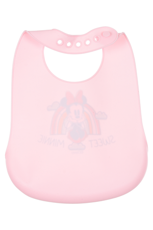Bavette Minnie DISNEY Bavaglino in Silicone 30 X 23 CM con Tasca Raccogli Briciole per Bambini - Ye09010