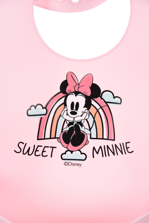 Bavette Minnie DISNEY Bavaglino in Silicone 30 X 23 CM con Tasca Raccogli Briciole per Bambini - Ye09010