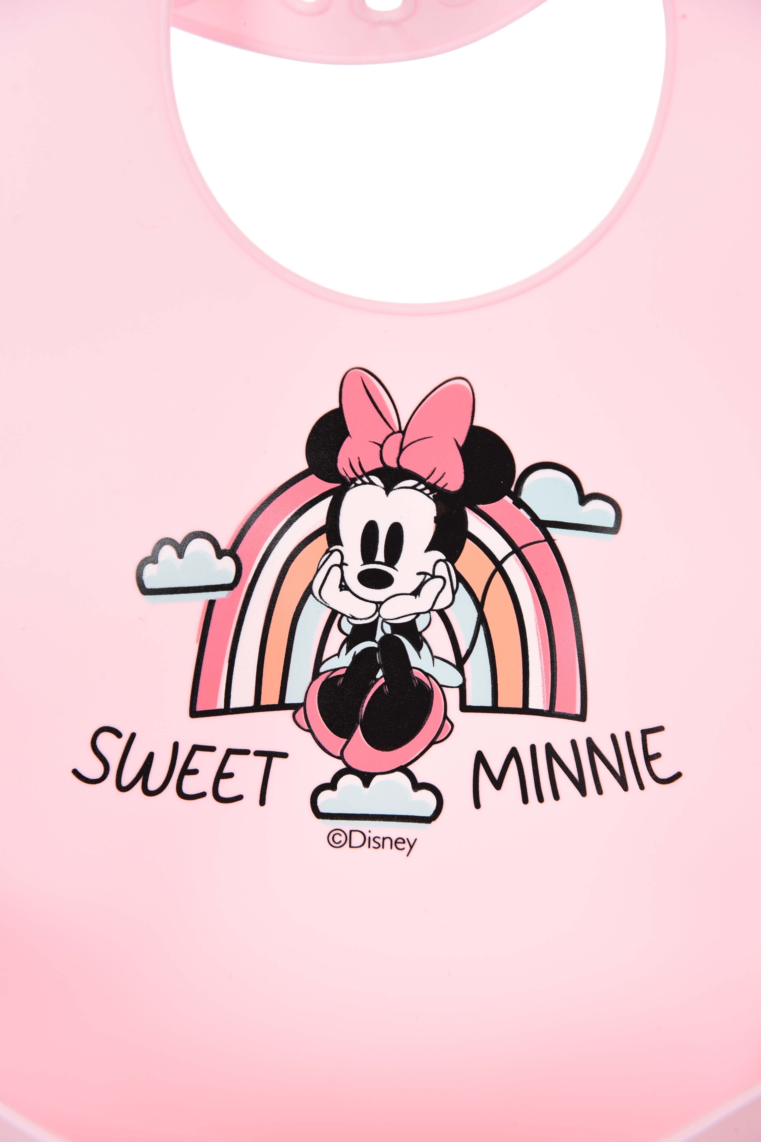 Bavette Minnie DISNEY Bavaglino in Silicone 30 X 23 CM con Tasca Raccogli Briciole per Bambini - Ye09010