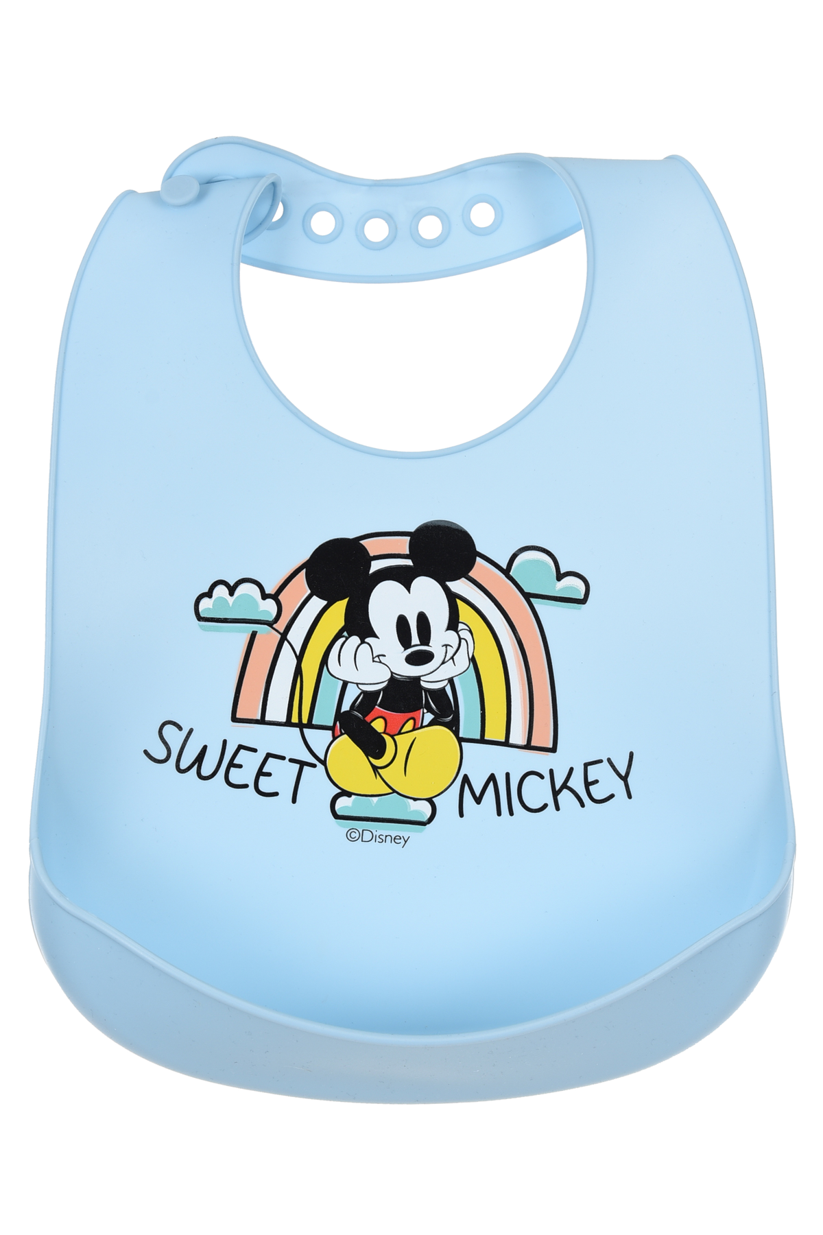 Bavette Topolino DISNEY Bavaglino in Silicone 30 X 23 CM con Tasca Raccogli Briciole per Bambini - Ye09011
