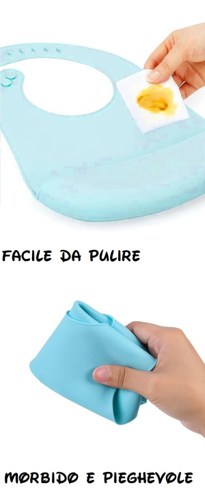 Bavette Topolino DISNEY Bavaglino in Silicone 30 X 23 CM con Tasca Raccogli Briciole per Bambini - Ye09011