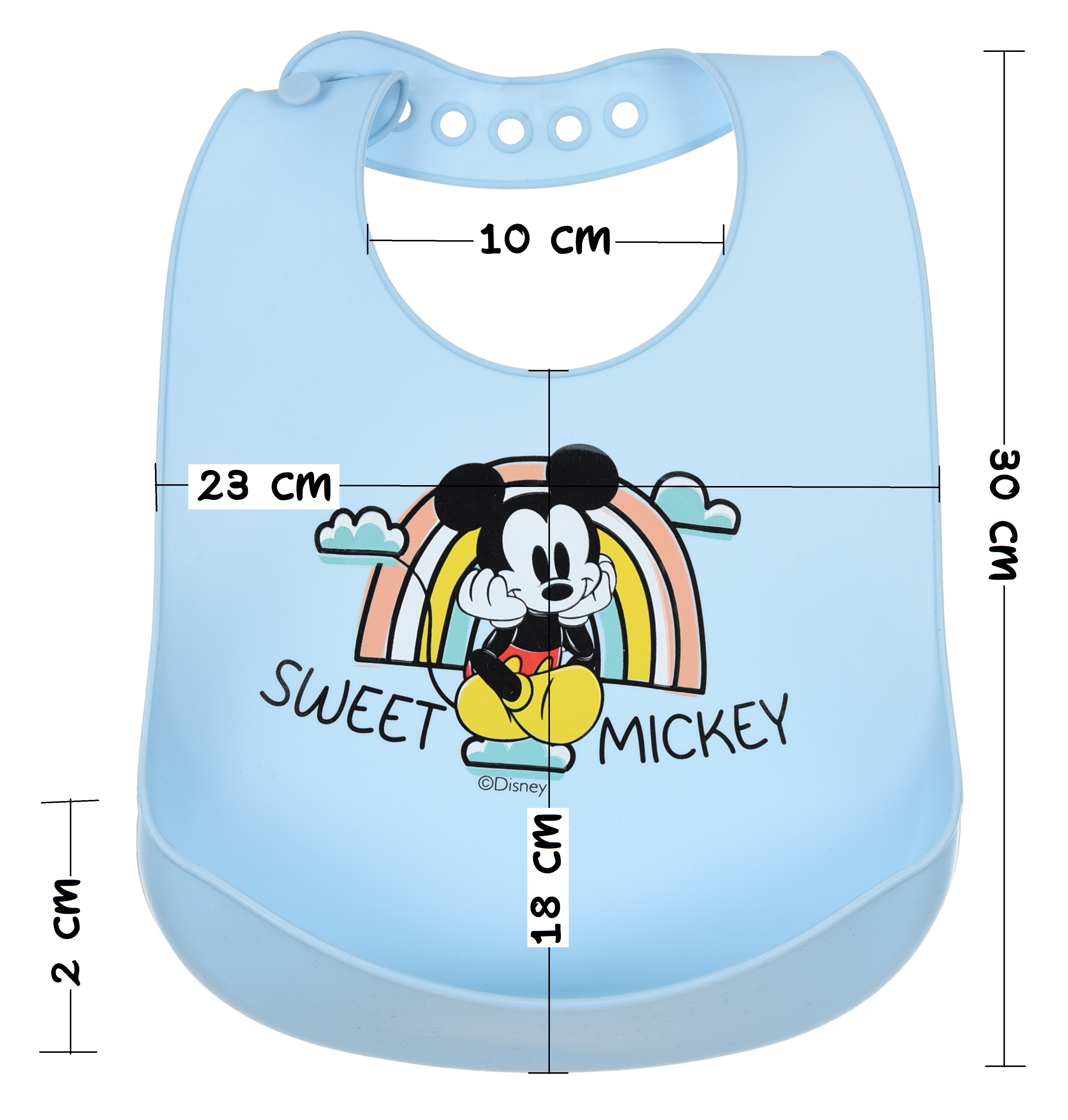 Bavette Topolino DISNEY Bavaglino in Silicone 30 X 23 CM con Tasca Raccogli Briciole per Bambini - Ye09011