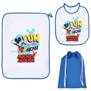 Set Asilo 3 Pezzi Topolino DISNEY Bavetta con Elastico Tovaglietta Sacca - Ye09012