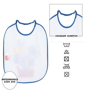 Set Asilo 3 Pezzi Topolino DISNEY Bavetta con Elastico Tovaglietta Sacca - Ye09012
